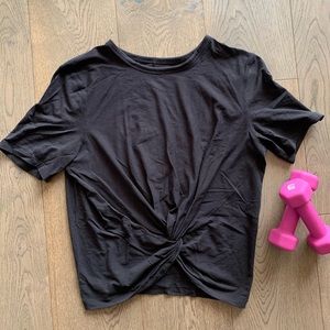 Black cropped knitted front tee